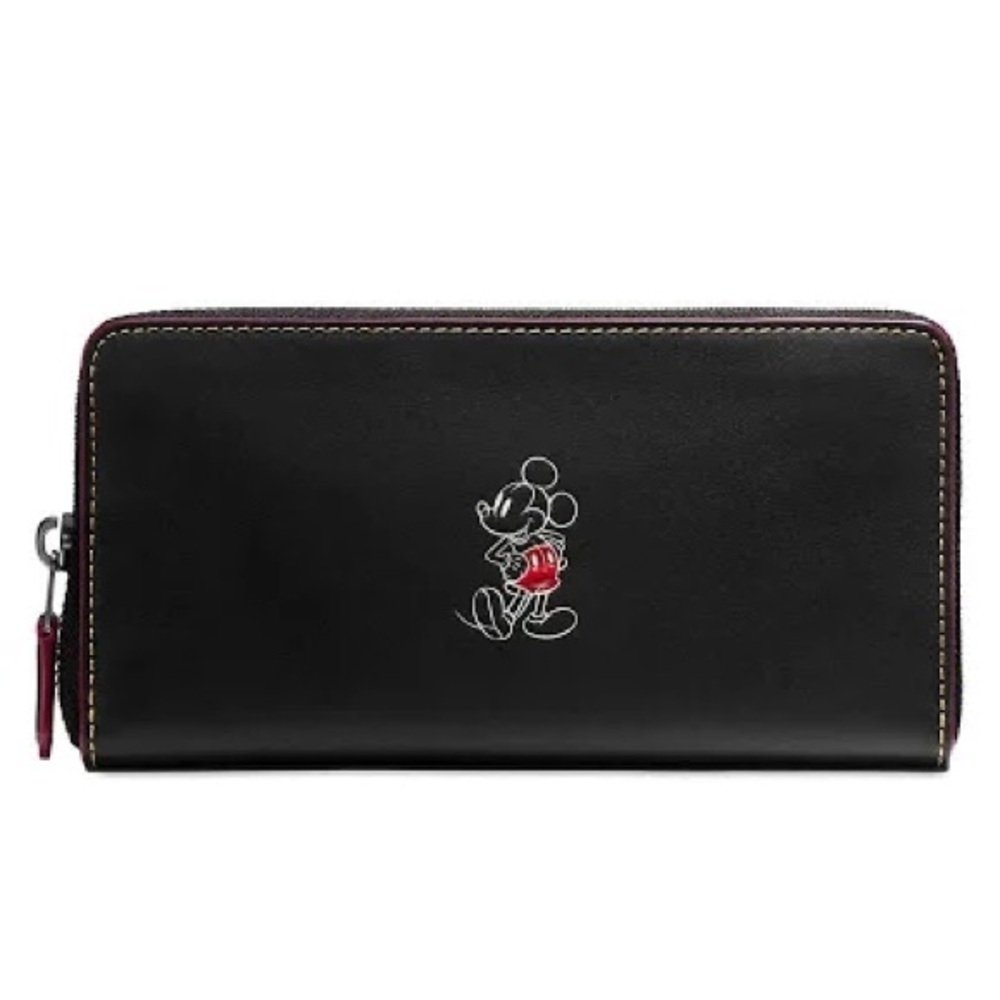 NWT Coach x Disney Mickey Mouse Essential Accordion Large Leather Zip Wallet